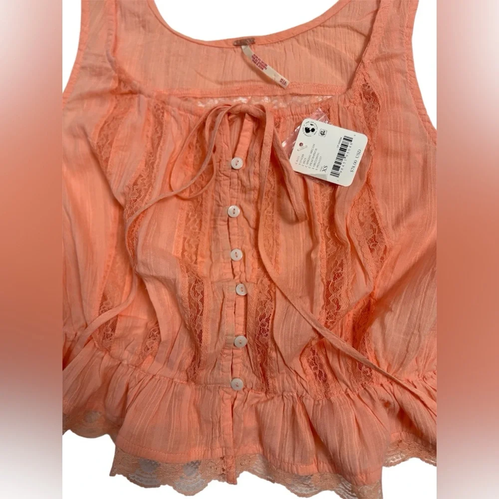 Free People Alana Lace Tank‎ Top, Size XSMALL